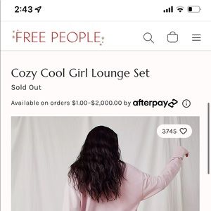 $25 TODAY ONLY Free people “cozy cool girl” lounge set